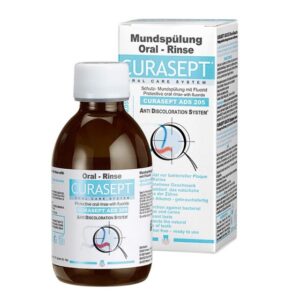 CURASEPT ADS 205 (0,05% CHX + 0,05% F, 200 ml) – Στοματικό διάλυμα  200ml  με ισχυρή αντιμικροβιακή δράση, ιδανικό για ανθρώπους με προβλήματα στα ούλα και στο περιοδόντιο.