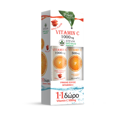 Power Health VITAMIN C 1000mg 24s APPLE STEVIA + ΔΩΡΟ VITAMIN C 500mg 20s - Image 1