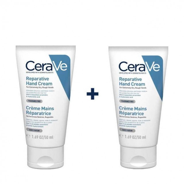 προμο Cerave PROMO ΜΕ -50% στο 2ο ΠΡΟΪΟΝ Reparative Hand Cream Επανορθωτική Κρέμα Χεριών, 2 x 50ml - Image 1
