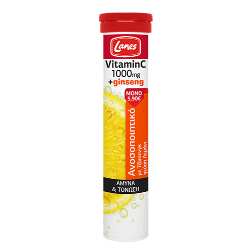 5201314047391 Lanes Vitamin C 1000mg & Ginseng, Βιταμίνη C με Ginseng & Γεύση Λεμόνι, 20eff. tabs - Image 1