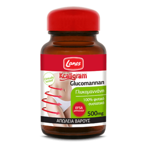 Lanes Kcaligram Glucomannan 500mg Συμπλήρωμα Διατροφής με Γλυκομαννάνη για την Βελτίωση Σιλουέτας, 60caps