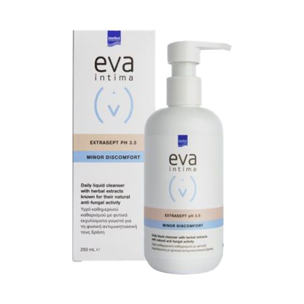 5205152012412 (1) Intermed Eva Intima Extrasept Υγρό Καθημερινού Καθαρισμού Ευαίσθητης Περιοχής με Φυσική Αντιμυκητιασική Προστασία, 250ml - Image 1