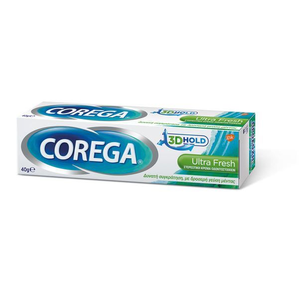 corega-ultra-fresh Corega 3D Ultra Fresh Στερεωτική Κρέμα Οδοντοστοιχιών, με δροσερή γεύση μέντας, 40gr - Image 1