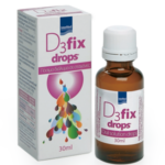 Intermed D3 Fix Drops 200IU Συμπλήρωμα Βιταμίνης D3 σε σταγόνες, με γεύση φράουλας, 30ml