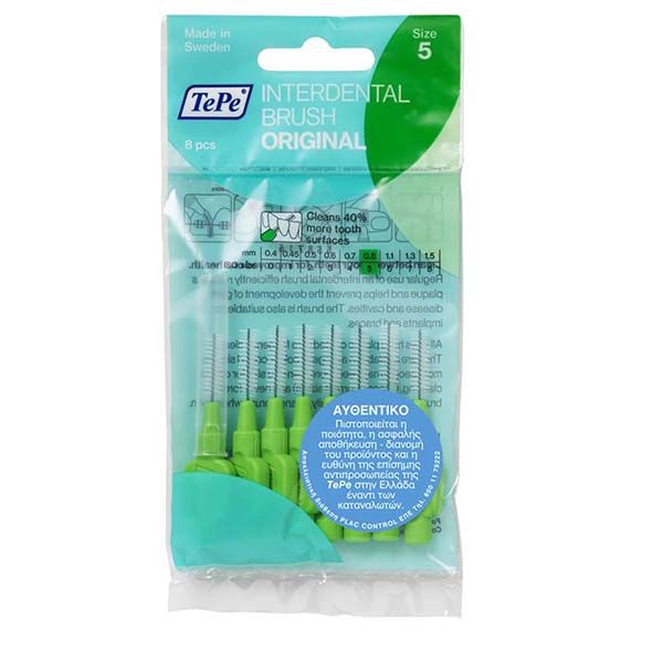 size_5 TePe No5 0.8mm Μεσοδόντια Βουρτσάκια 8τεμ, πράσινο. - Image 1