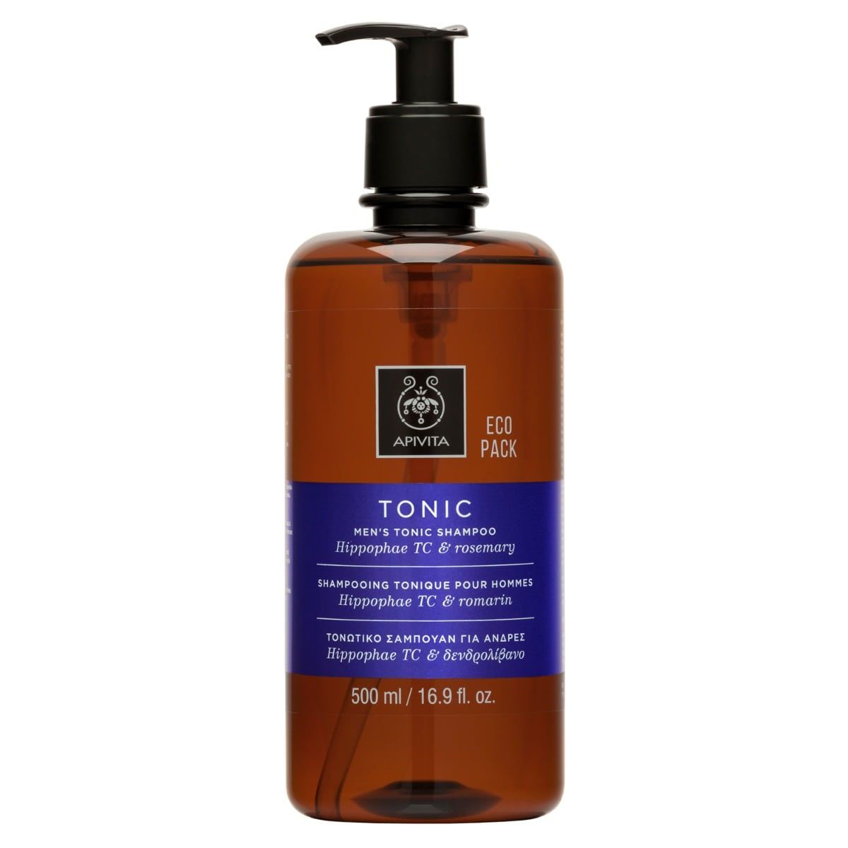 5201279067724 Apivita Eco Pack Men's Tonic Shampoo Τονωτικό Σαμπουάν κατά της Ανδρικής Τριχόπτωσης με Hippophae TC & Δενδρολίβανο, 500ml - Image 1