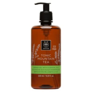 Apivita Eco Pack Tonic Mountain Tea Shower Gel with Essential Oils Αφρόλουτρο Με Πράσινο Τσάι & Αιθέρια Έλαια, 500ml