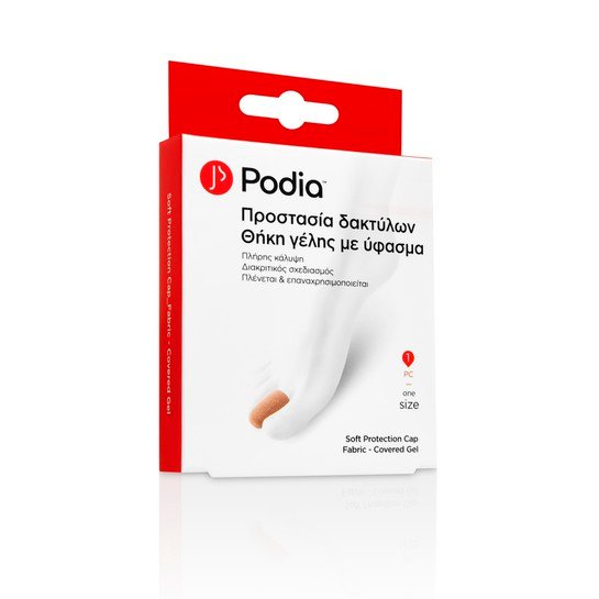 333 Podia Soft Protection Cap Fabric-Covered Gel Θήκη Γέλης για Προστασία Δακτύλων One Size 1 τεμ. Yψηλής ελαστικότητας ιστός, επιστρωμένος εσωτερικά με πολυμερή γέλη για αποτελεσματική αντιμετώπιση κάλων μεταξύ των δακτύλων. - Image 1