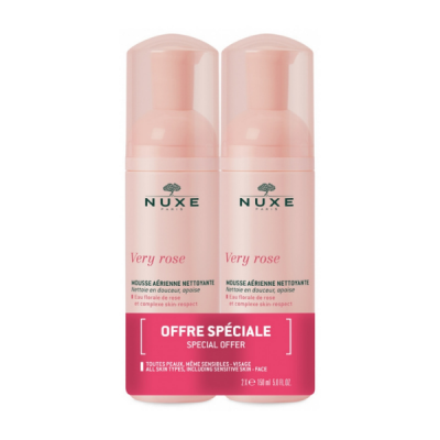 2222 Nuxe Very Rose Light Cleansing Foam Αφρός Καθαρισμού με Ροδόνερο, 2x150ml - Image 1