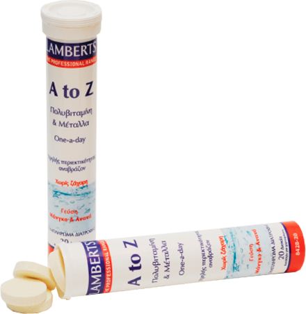 effer Lamberts A to Z με Multivitamin Πολυβιταμίνη με Γεύση Μάνγκο & Ανανά, 20tabs - Image 1