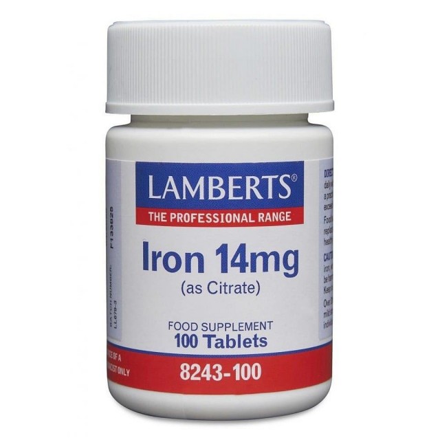 iron Lamberts Iron 14MG Σίδηρος Απαραίτητο για τις Γυναίκες που Βρίσκονται στην Αναπαραγωγική ηλικία, 100 tabs - Image 1