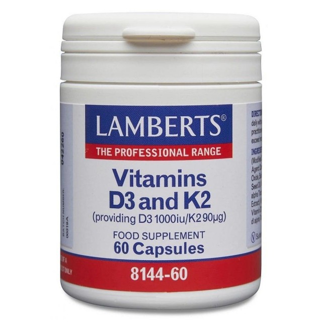 kd Lamberts Vitamin D3 1000iu & K2 90µg Φόρμουλα με Βιταμίνες D3 & Κ2, 60caps - Image 1