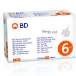 BD Thin Wall Αποστειρωμένες Βελόνες για Πένες Ινσουλίνης 31GX6MM, 100 Tμχ