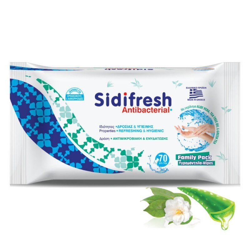 sidi Υγρά Μαντηλάκια Sidifresh Antibacterial 70τεμ. - Image 1