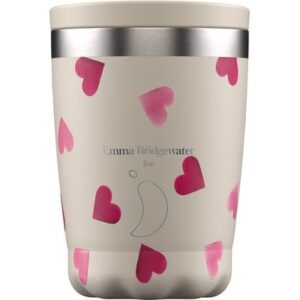 Chilly's Aνοξείδωτο Iσοθερμικό Ποτήρι Kαφέ Bridgewater Pink Hearts 340 ml