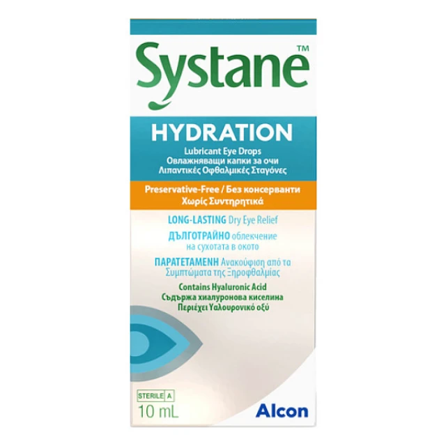 2 Alcon Systane Hydration Λιπαντικές Οφθαλμικές Σταγόνες χωρίς Συντηρητικά, 10ml - Image 1