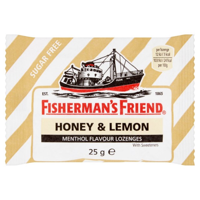 nosug Fisherman's Friend Honey & Lemon Καραμέλες για τον Πονόλαιμο με Μέλι & Λεμόνι - Χωρίς Ζάχαρη, 25gr - Image 1