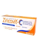 Health Aid Zincovit C Συμπλήρωμα Διατροφής με Ψευδάργυρο, Βιταμίνη C & Πρόπολη για Ενίσχυση Ανοσοποιητικού & Αντιμετώπιση Κρυολογημάτων, 60chew tabs