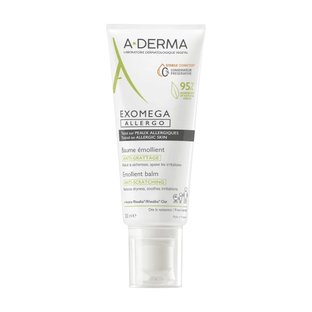 3.3 A-Derma Exomega Allergo Emollient Balm Αποστειρωμένο Μαλακτικό Bάλσαμο, 200ml - Image 1