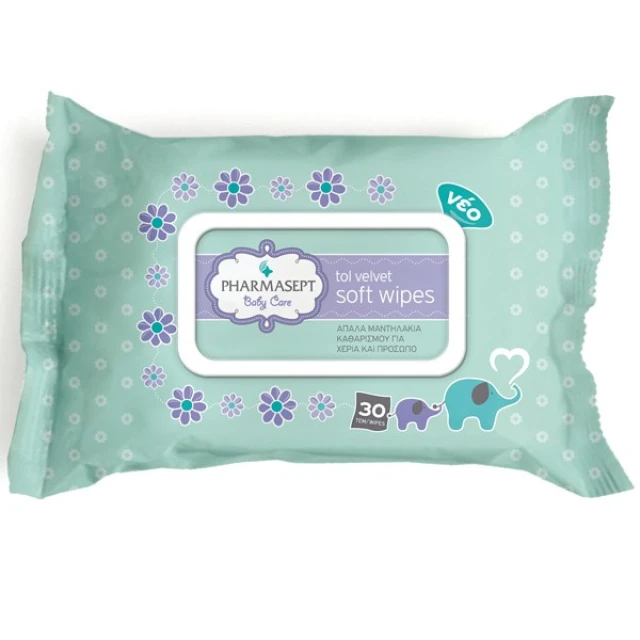 222 Pharmasept Baby Care Extra Soft Wipes Παιδικά Απαλά Μαντηλάκια Καθαρισμού για Πρόσωπο & Χέρια, 30τεμ - Image 1