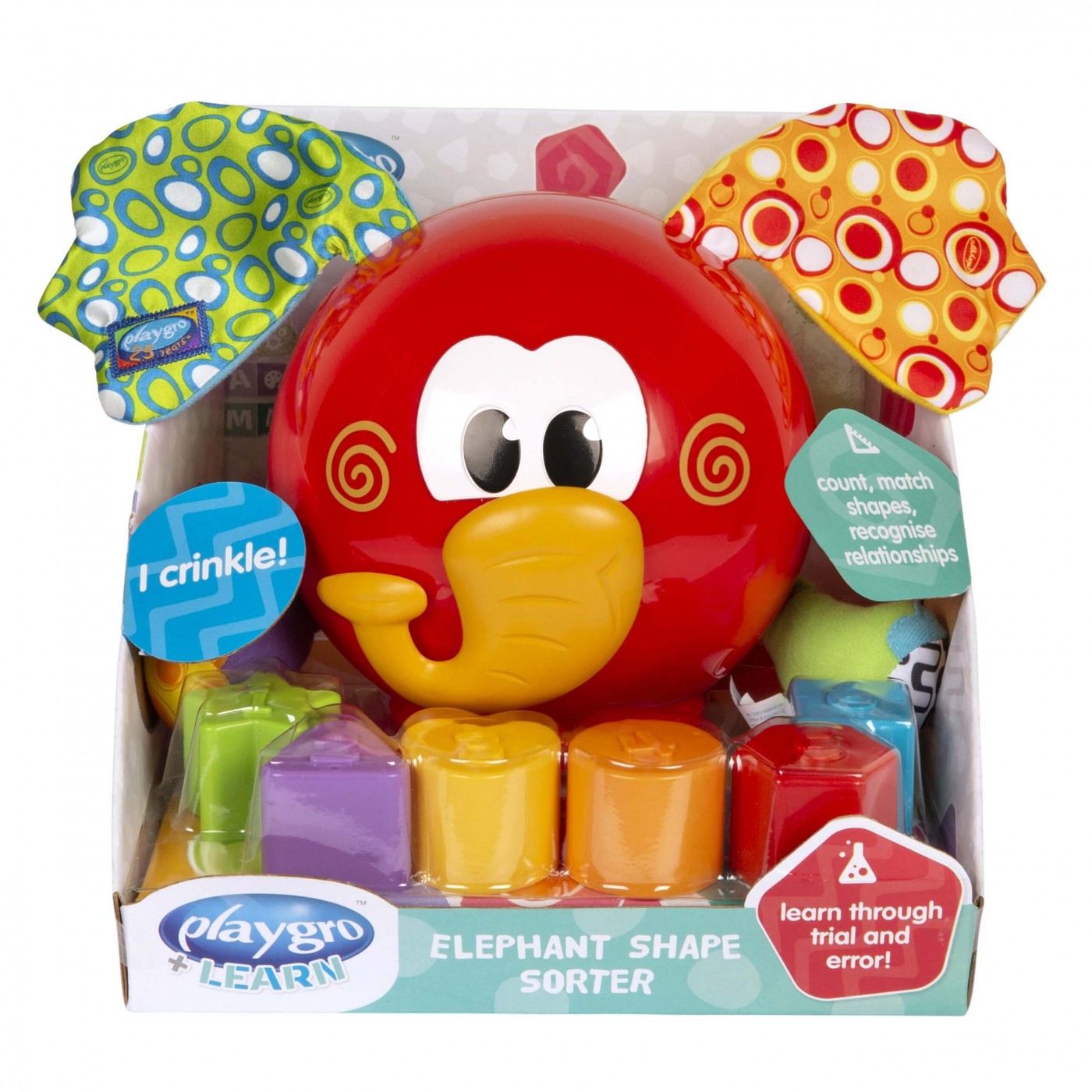 3 Playgro Εκπαιδευτικός Ελεφαντούλης Με 6 Σχήματα - Image 1