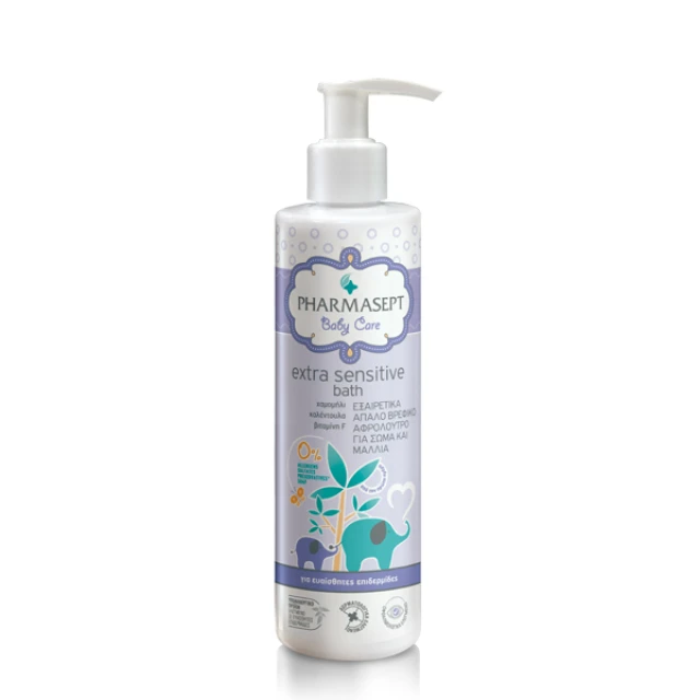 3 Pharmasept Baby Extra Sensitive Bath Πολύ Απαλό Βρεφικό Αφρόλουτρο για Σώμα & Μαλλιά για Χρήση από την Πρώτη Ημέρα, 250ml - Image 1