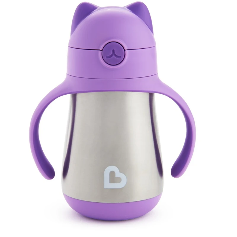 prpl Munchkin Cool Cat Stainless Steel Straw Cup Aνοξείδωτο Θερμός, 237ml - Image 1