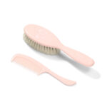 Babyono Set comb and brush natural hair bristles super soft pink