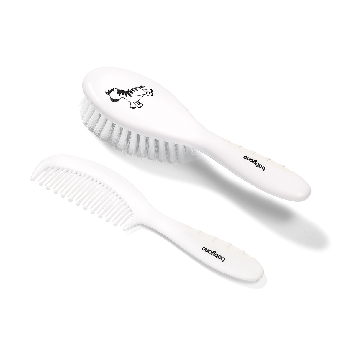 570-03-szczotka-i-grzebien-do-wlosow-dla-dzieci-i Babyono Set comb and brush natural hair bristles super soft white - Image 1