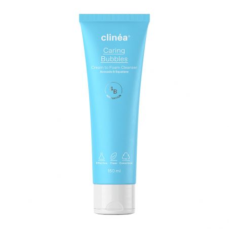 7 Clinea Caring Bubbles Κρεμώδης Αφρός Καθαρισμού Προσώπου, 150ml - Image 1