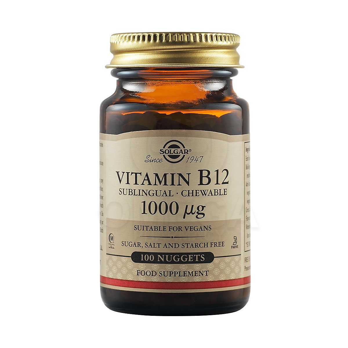 111 Solgar Vitamin B12 1000 μg Μασώμενα Δισκία Βιταμίνη B12 για την Ομαλή Λειτουργία του Νευρικού Συστήματος, 100nuggets - Image 1