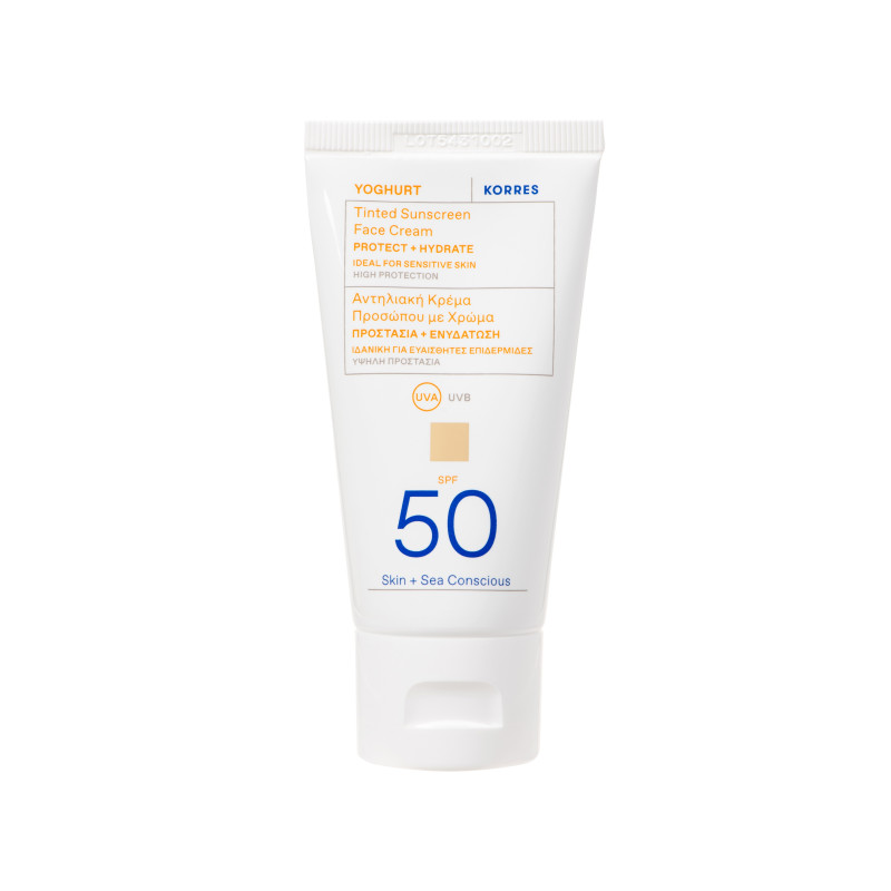 3 Korres Yoghurt Tinted Sunscreen Face Cream SPF50 Αντηλιακή Κρέμα Προσώπου με Χρώμα, 50ml - Image 1
