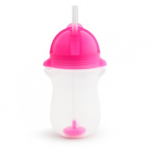Munchkin Tip & Sip Straw Cup Κύπελλο με Καλαμάκι Click Lock από 12m+ Ροζ χρώμα, 296ml