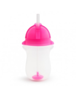 Munchkin Tip & Sip Straw Cup Κύπελλο με Καλαμάκι Click Lock από 12m+ Ροζ χρώμα, 296ml