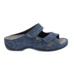 Berkemann Janna Mules, Blue, Flowers Leather/Stretch, Removable Footbed:01027-324