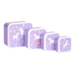A little lovely company: Σετ 4 δοχεία φαγητού Lunch & Snack Box - Unicorn Dreams - Image 3