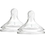 Dr. Brown’s Natural Flow Anti-Colic Nipple (1201) 0m+ Θηλές Σιλικόνης για Μπιμπερό με Φαρδύ Λαιμό Επίπεδο 1, 2τεμ - Image 2