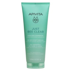 Apivita Just Bee Clear Purifying Cleansing Gel, Καθαριστικό Τζελ Προσώπου για Λιπαρή Επιδερμίδα ή με Τάση Ακμής 200ml