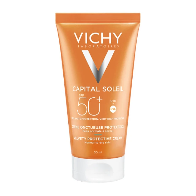 2 Vichy Capital Soleil SPF50+ Velvety Protective Cream Αντηλιακό Προσώπου για Βελούδινη Επιδερμίδα, 50ml - Image 1