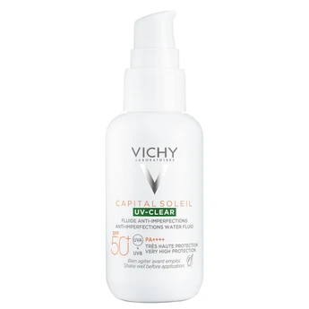 a Vichy Capital Soleil UV-Clear SPF50+ Λεπτόρρευστο Αντηλιακό Προσώπου Κατά των Ατελειών & της Λιπαρότητας, 40ml - Image 1