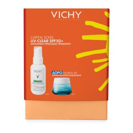 r Vichy Capital Soleil Promo UV-CLEAR Αντηλιακό Προσώπου SPF50+, 40ml & Δώρο Mineral 89 Κρέμα Booster Ενυδάτωσης, 15ml, 1σετ - Image 1