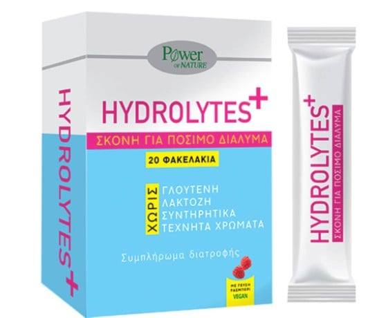 0 Power of Nature Hydrolytes Sticks Συμπλήρωμα Διατροφής με Ηλεκτρολύτες με Γεύση Ράσμπερι, 20 Φακελάκια - Image 1