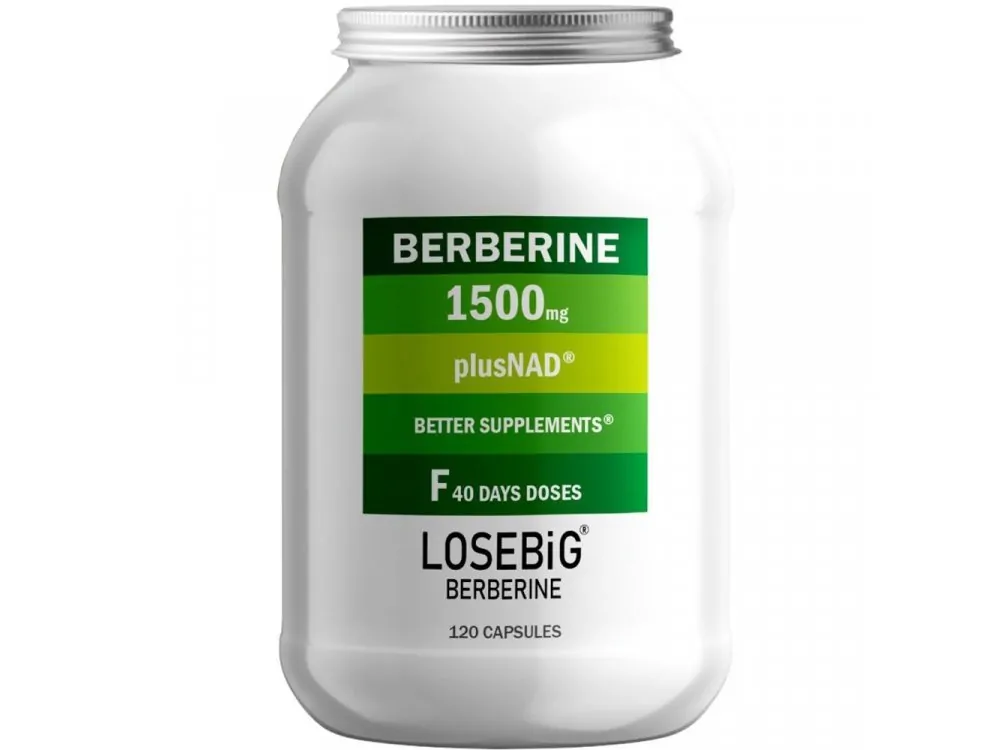 h Losebig Berberine 1500mg Plus Nad, Συμπλήρωμα Διατροφής Βερβερίνης & Ενζύμου NAD, 120caps - Image 1