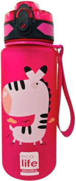 Ecolife Παιδικό Παγούρι Πλαστικό με Καλαμάκι Zebra 500ml