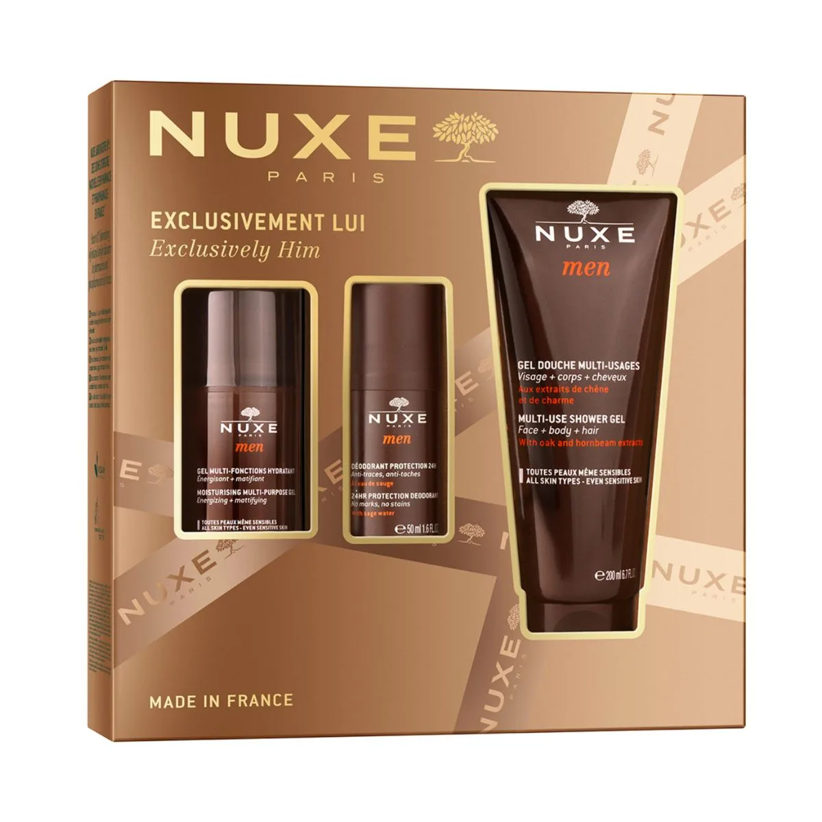 y Nuxe Men Xmas Set Exclusively Him με Multi-Use Shower Gel Ανδρικό Αφρόλουτρο, 200ml, Gel Ενυδάτωσης Προσώπου, 50ml, Ανδρικό Αποσμητικό 24ωρης Προστασίας, 50ml, 1σετ - Image 1