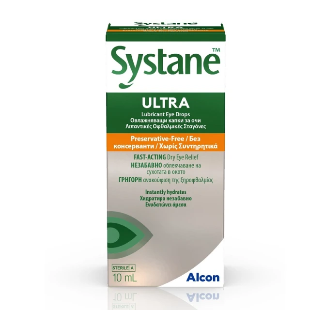 0 Alcon Systane Ultra Λιπαντικές Οφθαλμικές Σταγόνες Χωρίς Συντηρητικά, 10ml - Image 1