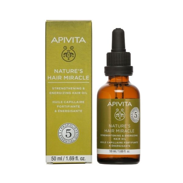 p Apivita Nature's Hair Miracle Λάδι Ενδυνάμωσης & Τόνωσης για τα Μαλλιά, με Πρόπολη & 5 Αιθέρια Έλαια 50ml - Image 1
