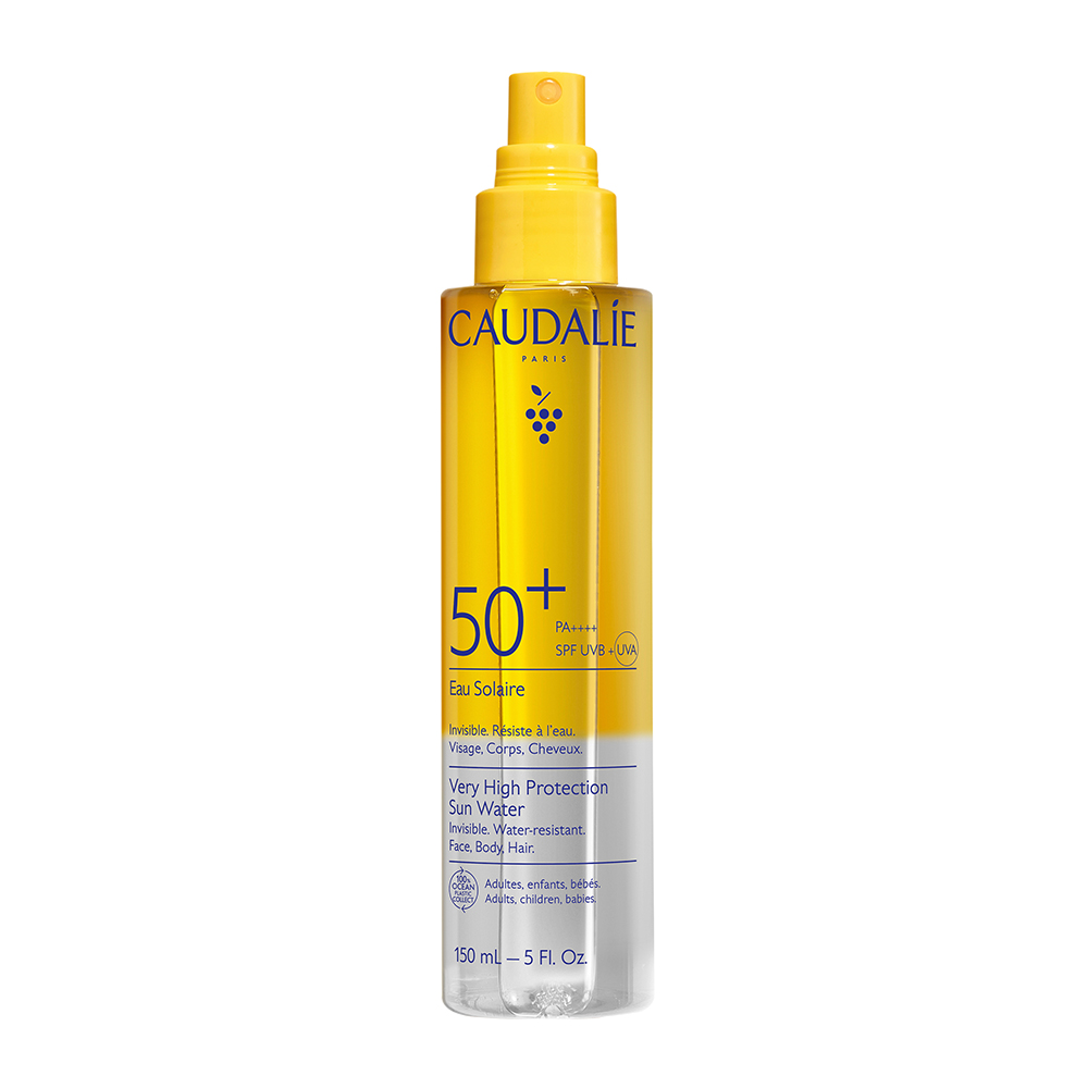 Solaires2025-Eau-1000x1000-3522930005377- Caudalie Very High Protection Sun Water Αντηλιακή Λοσιόν για Πρόσωπο, Σώμα & Μαλλιά SPF50+, 150ml - Image 1