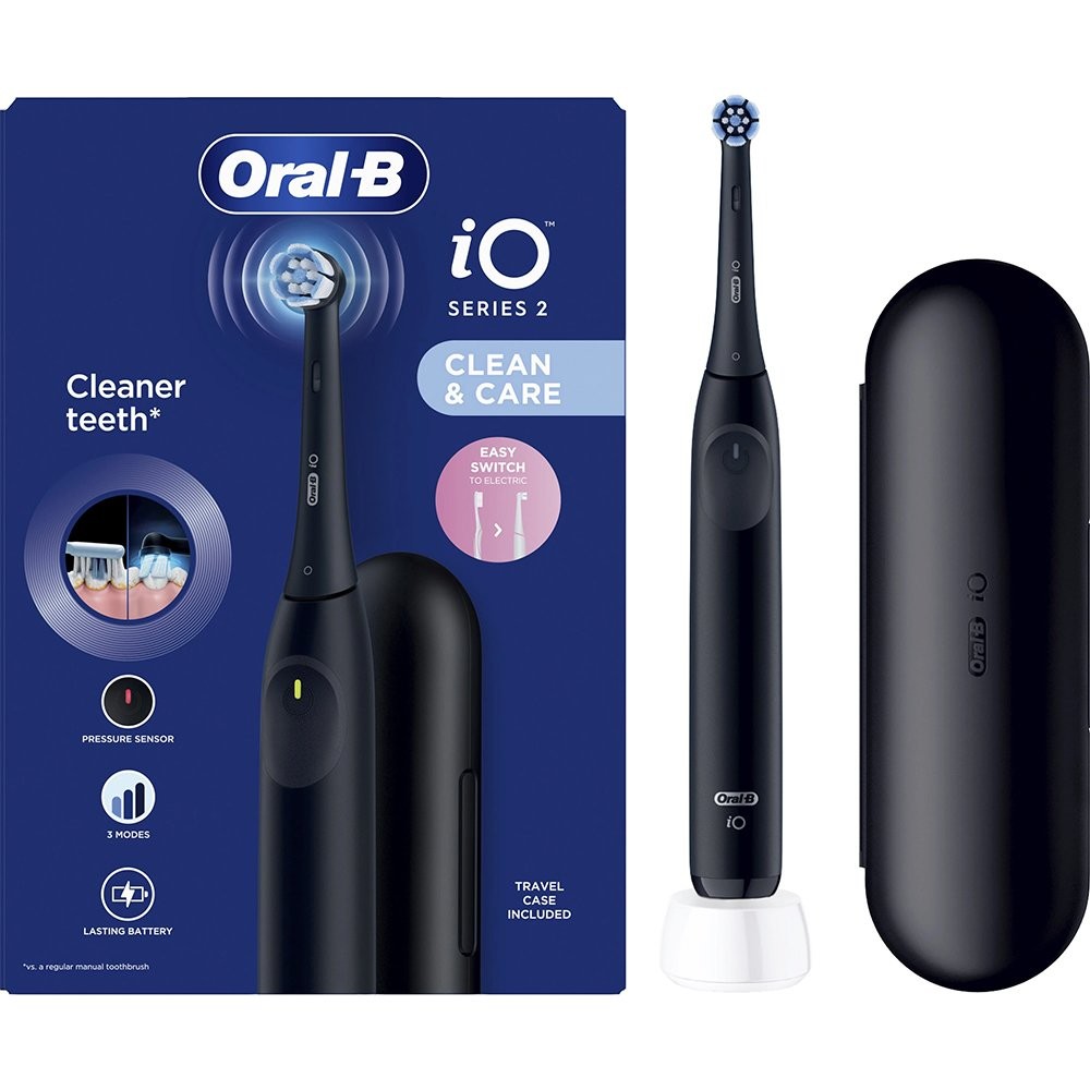 IQB1 Oral B iΟ Series 2 Clean & Care & with Travel Case Ηλεκτρική Οδοντόβουρτσα με Θήκη Ταξιδιού Μαύρη, 1σετ - Image 1