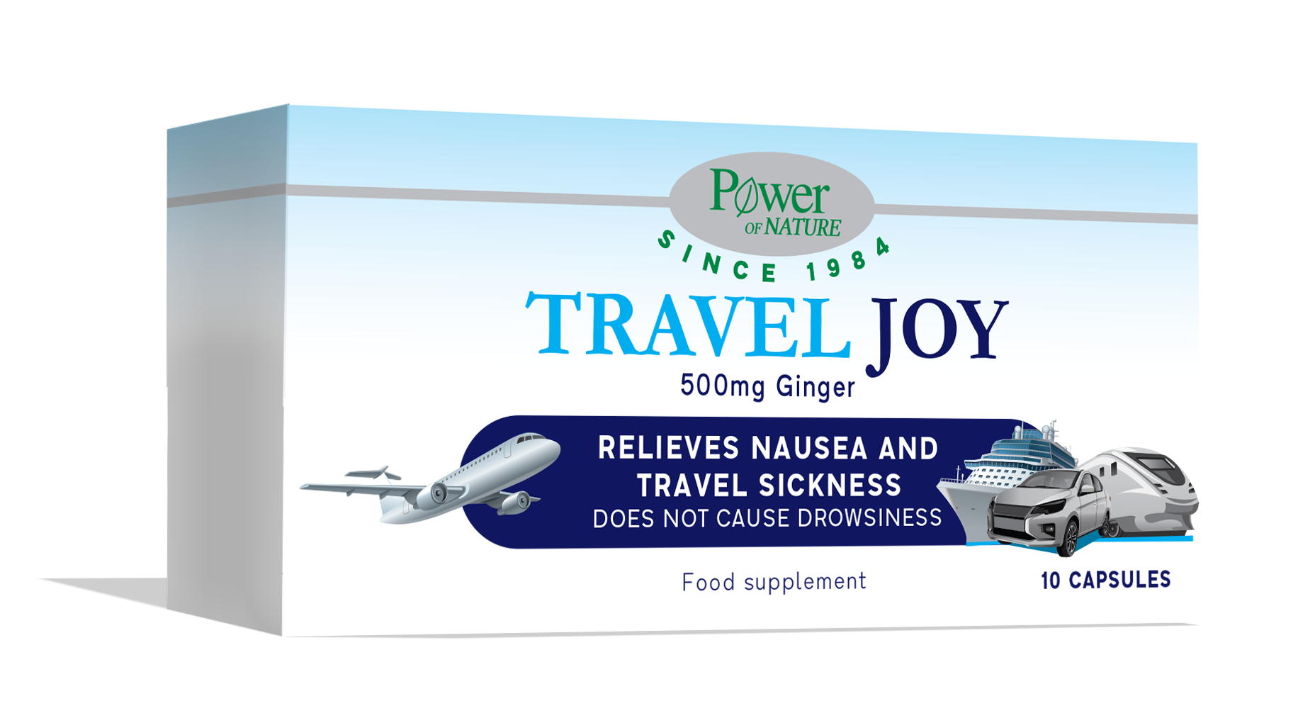 traveljoy Power of Nature Platinum Range Travel Joy για την Αντιμετώπιση της Ναυτίας, 10caps - Image 1